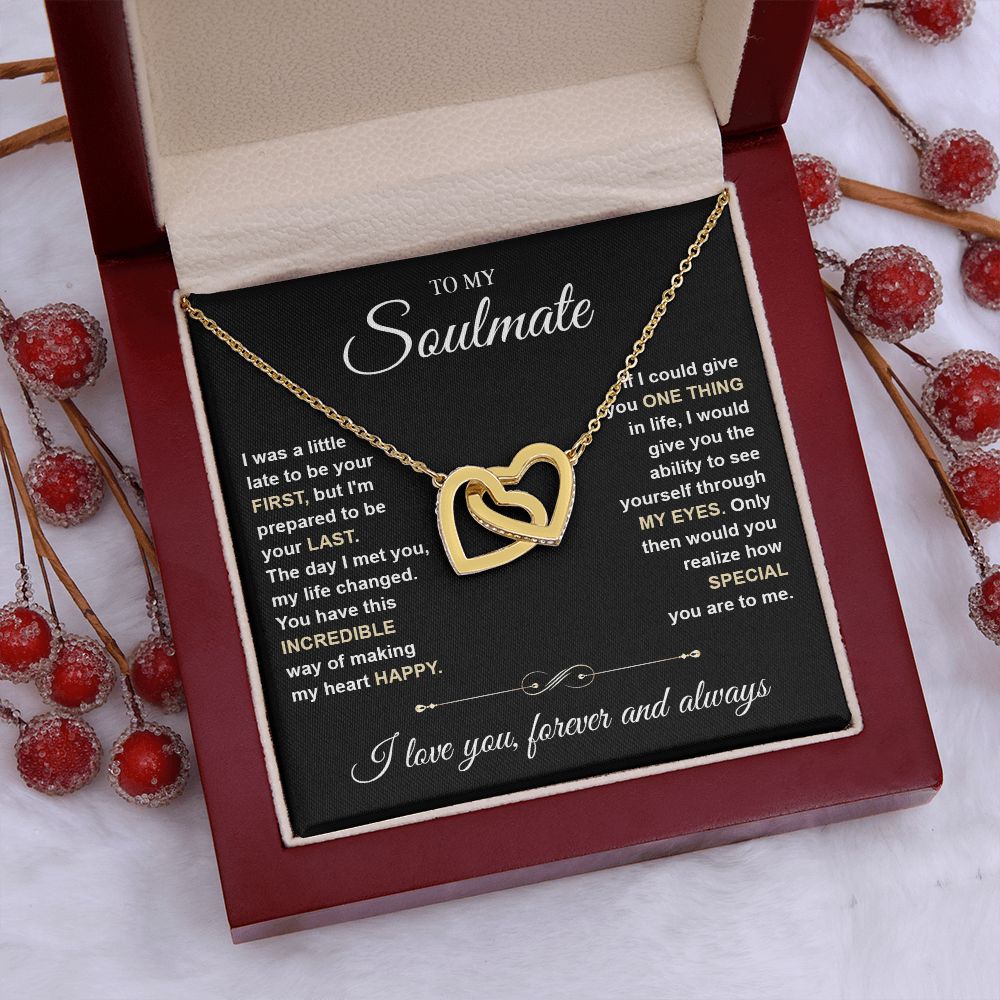 To My Soulmate Necklace for Women, Necklaces For Wife from Husband, Soulmate Jewelry to My Future Wife Necklace and Necklace For Girlfriend with Message Card and Necklace Gift Box Gift Box Styles on Birthday, Christmas, Wedding, Anniversary Interlocking H