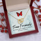 To My True Girlfriend Necklace, Brother to Sister, Birthday For Sister from Brother, Love Knot Meaningful Necklace Message Card and Gift Box Styles on Birthday, Christmas, Anniversary Interlocking Heart