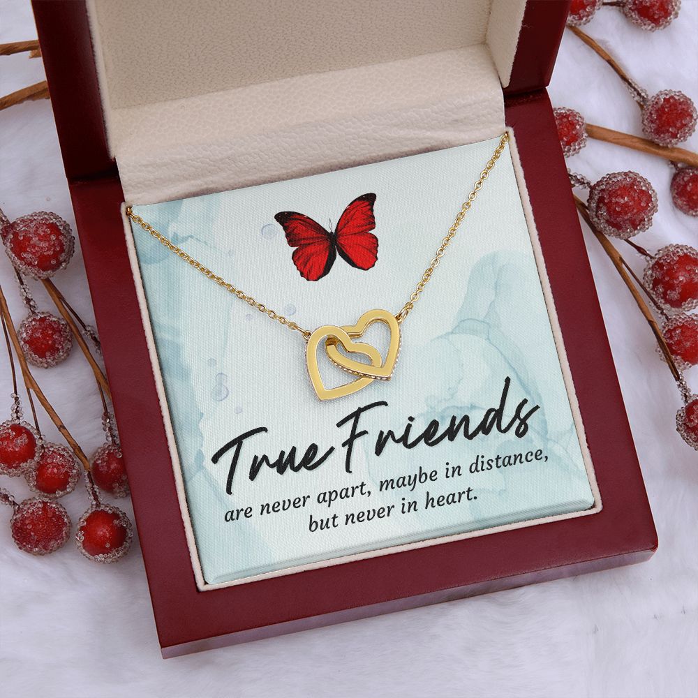 To My True Girlfriend Necklace, Brother to Sister, Birthday For Sister from Brother, Love Knot Meaningful Necklace Message Card and Gift Box Styles on Birthday, Christmas, Anniversary Interlocking Heart