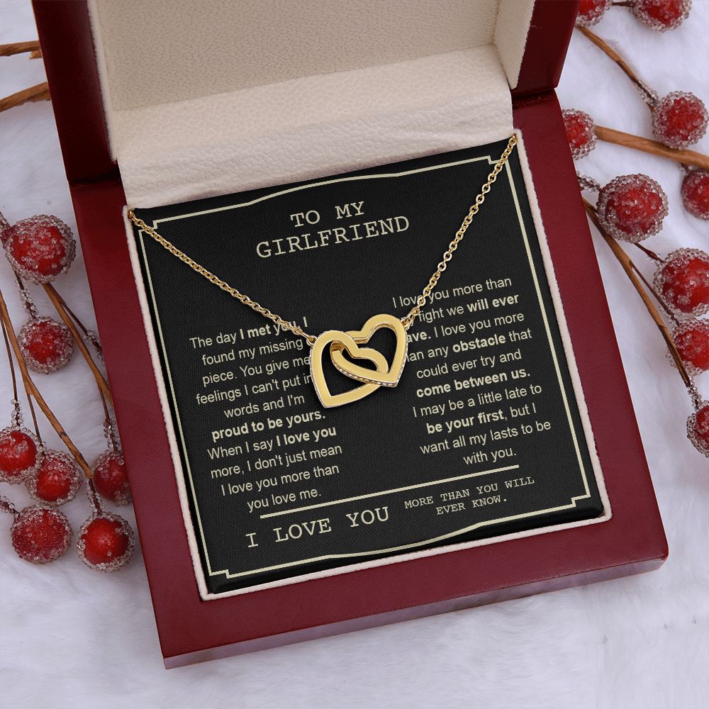 Couples Gifts, To My Boyfriend Necklace Gifts From Husband, Wedding Anniversary Jewelry For Wife From Husband, Necklace Customer Name Message Card and Gift Box styles On Birthday, Christmas, Anniversary Interlocking Heart