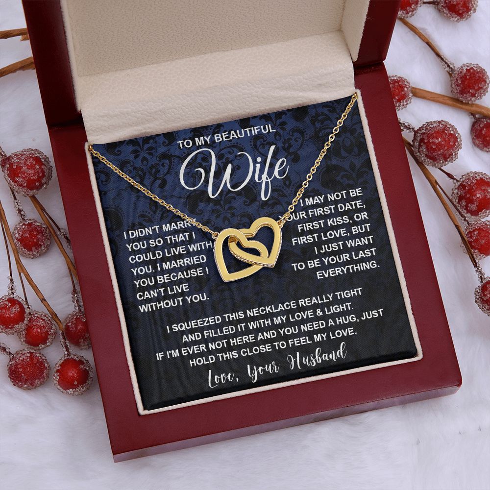 Wife Necklace Gifts From Husband, For Wife From Husband, Soulmate Valentine Gifts From Husband, Necklaces For Wife From Husband To My Wife Necklace Message Card and Necklace Gift Box Gift Box Styles on Birthday, Wedding, Anniversary, Valentine Interlockin