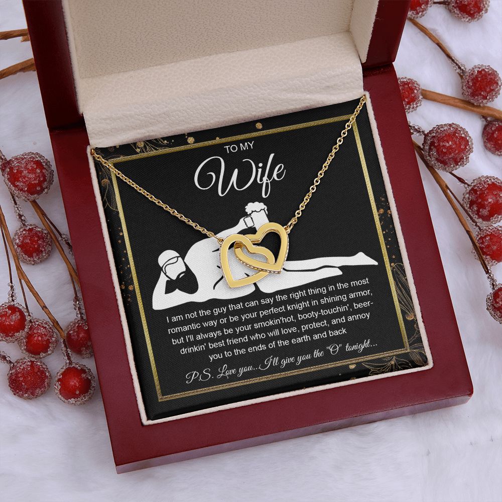 To My Wife Necklace For Women, Funny Gifts For Girlfriend,Valentine Christmas Presents For Girlfriend, Best Birthday Meaningful Gift Ideas For Wife, Women Romantic Jewelry For Her Wedding Message Card and Gift Box Styles Interlocking Heart