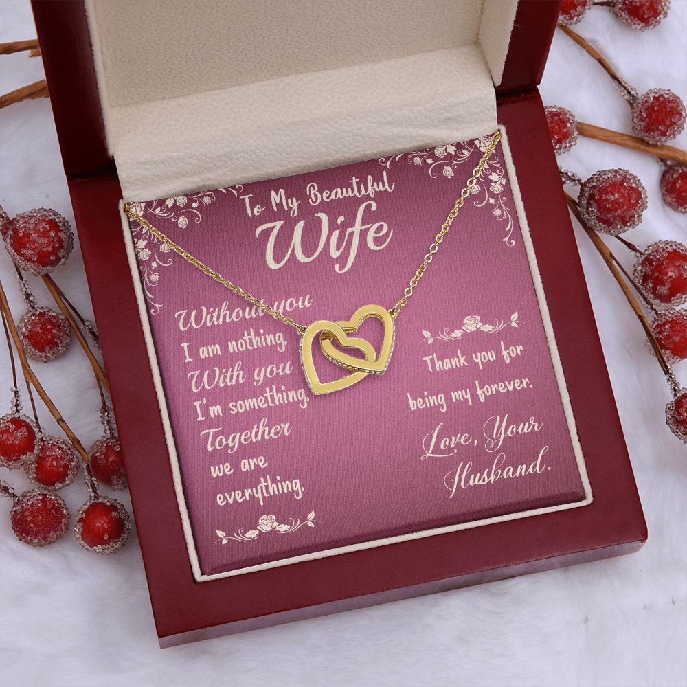 Couples Gifts,To My Wife Girlfriend Necklace Gifts From Husband, Wedding Anniversary Jewelry For Wife From Husband, Wife Birthday From Husband, To My Beautiful Wife Girlfriend Message Card and Gift Box styles On Birthday, Christmas, Anniversary  Interlock