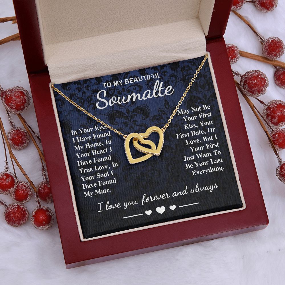 To My Beautiful Soulmate Necklace Gift, Soulmate for Wife Birthday Gifts from Husband, Wedding for Women, Soulmate Gifts, Message Card and Necklace Gifts Box Gift Box Styles on Birthday, Wedding, Anniversary, Valentine Interlocking Heart