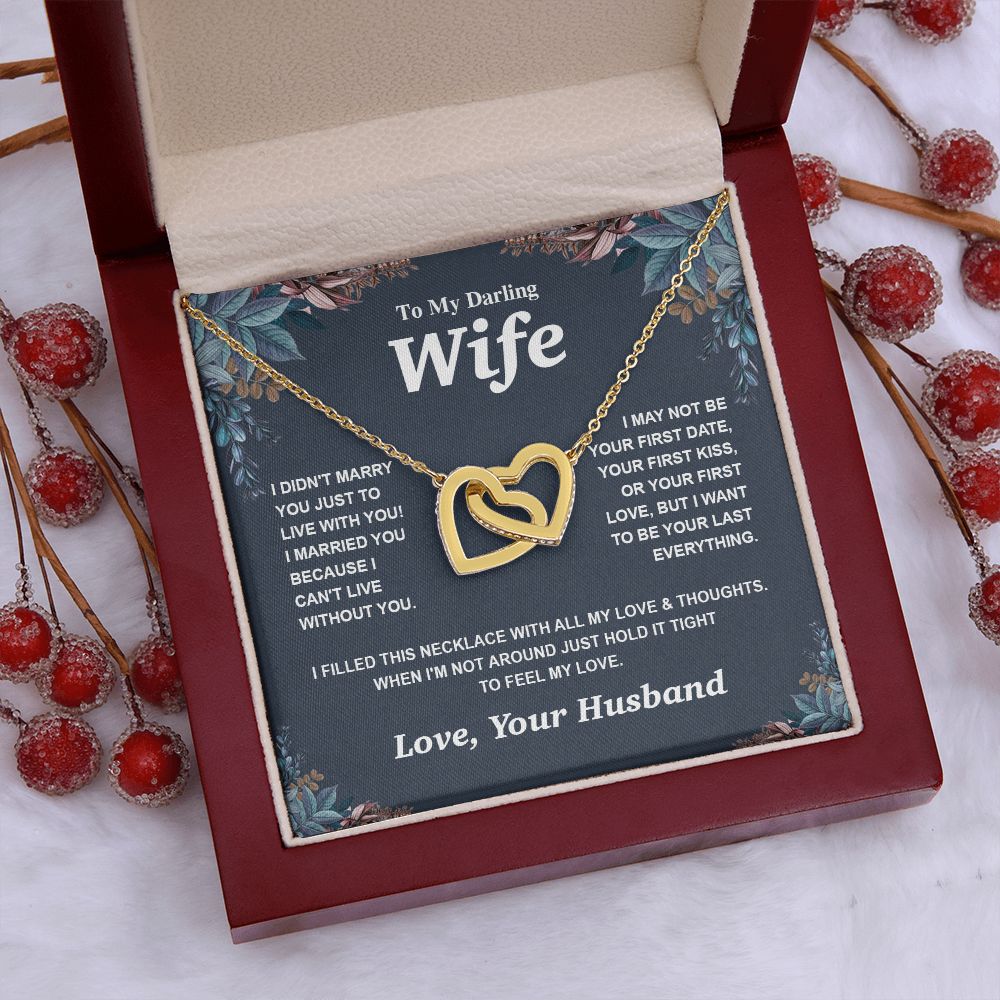 Valentine Gifts for Wife Necklace from Husband, Gifts for Wife from Husband, Valentine Gifts for Her Gifts Soulmate Message Card and Necklace Gift Box Gift Box Styles on Birthday, Wedding, Anniversary, Valentine Interlocking Heart