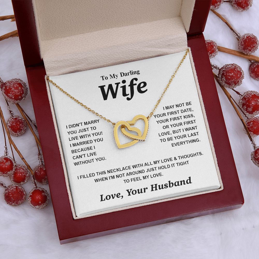 Valentine Gifts for Wife Necklace from Husband- Gifts for Wife from Husband, Birthday Gifts for Her Gifts Soulmate Message Card and Necklace Gift Box Gift Box Styles on Birthday, Wedding, Anniversary, Valentine Interlocking Heart