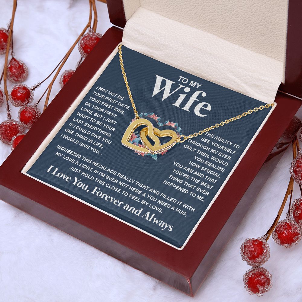 Couples Gifts Necklace To My Soulmate Necklace Birthday Christmas Jewelry Romantic Gift For My Wife Pendant Jewelry with Message Card and Box Necklaces for Women Valentines Day Happy Anniversary Wedding Present Interlocking Heart