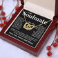 Couples Gifts Necklace To My Soulmate Necklace Birthday Christmas Jewelry Romantic Gifts For My Wife Pendant Jewelry with Message Card and Box Necklaces for Women Valentines Day Happy Anniversary Wedding Present Interlocking Heart
