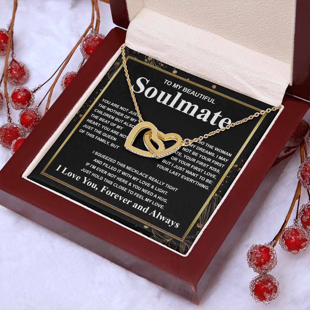 Gifts For Soulmate Birthday Gifts From Husband Necklace Valentines Days, Necklace for Future Soulmate, Valentine Wedding Jewelry for Wife Necklace Gifts from Husband - Soulmate Gift Necklace with Message Card and Gift Box Interlocking Heart