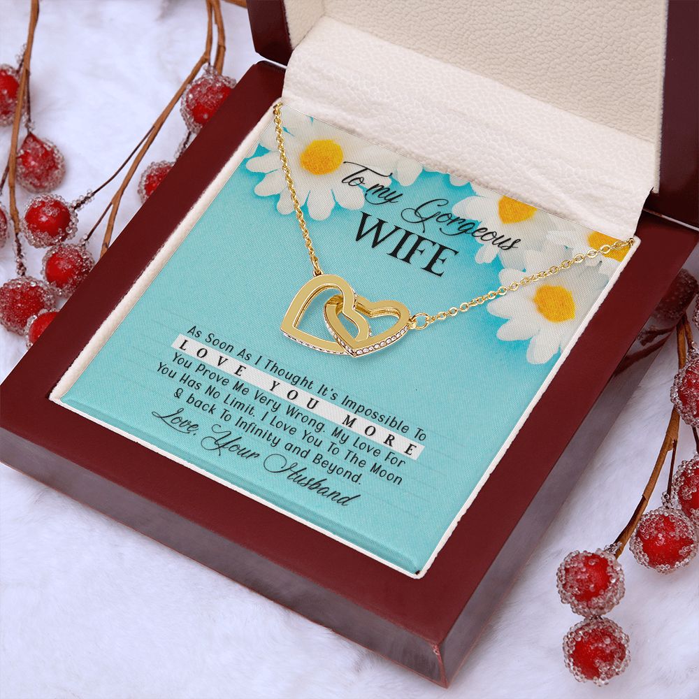 To My Gorgeous Wife Every Passing Second Gift Wife From Husband, Jewelry For Women, Jewelry For Wife, Love Knot Meaningful Necklace Message Card and Gift Box Styles on Birthday, Christmas, Anniversary Interlocking Heart