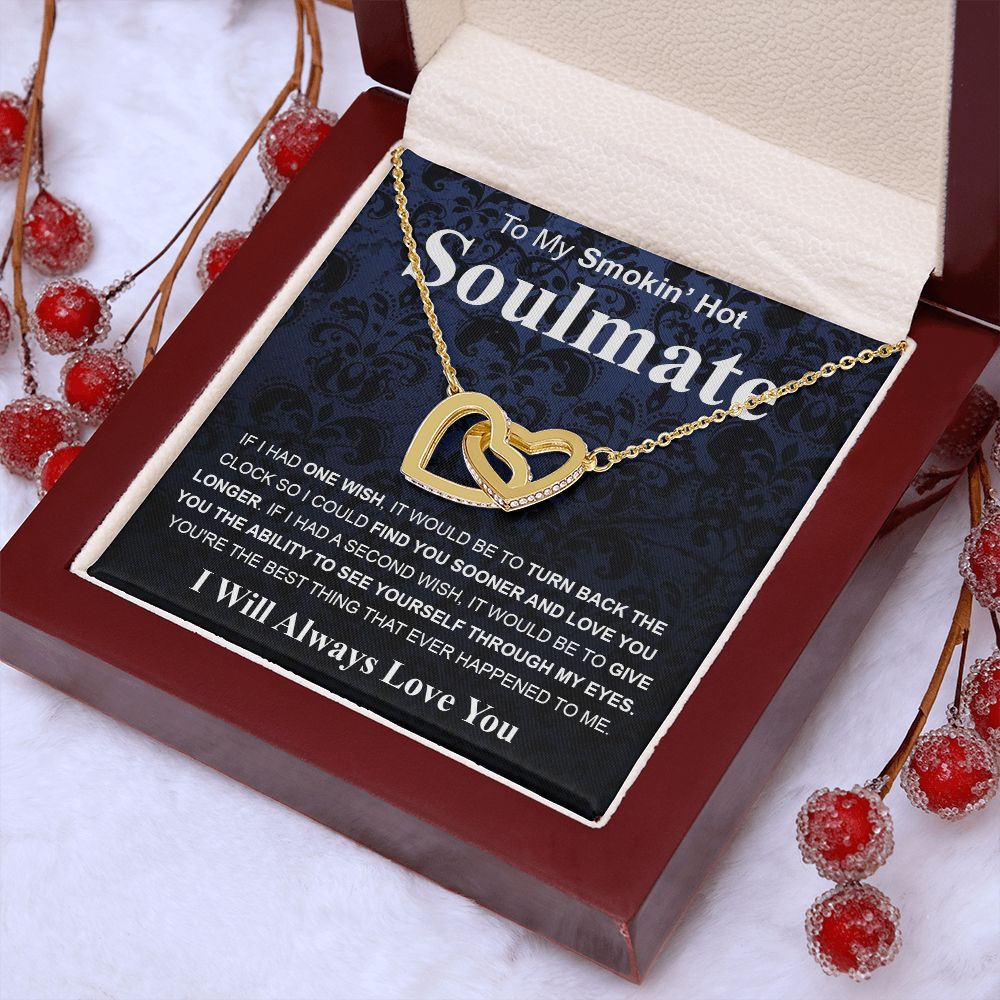 Gifts For Soulmate Birthday Gifts From Husband Necklace Valentines Day, Necklace for Future Soulmate, Wedding Valentine Jewelry for Wife Necklace Gifts from Husband - Soulmate Gift Necklace with Message Card and Gift Box Interlocking Heart