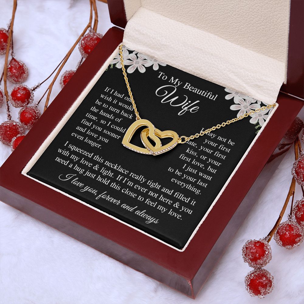 Wife Necklace Gift for Her, Soulmate Jewelry, Necklace for Future Soulmate, Wedding Valentine Jewelry for Wife Necklace Gifts from Husband - Soulmate Gift Necklace with Message Card and Gift Box Interlocking Heart