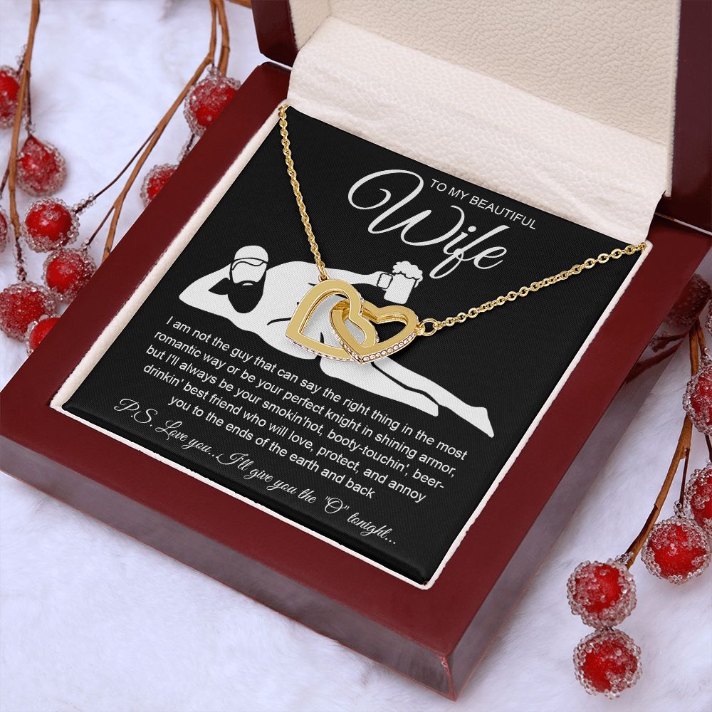 To My Beautiful Wife Necklace For Women, Funny Gifts For Girlfriend,Valentine Christmas Presents For Girlfriend, Best Birthday Meaningful Gift Ideas For Wife, Women Romantic Jewelry For Her Anniversary Message Card and Gift Box Styles Interlocking Heart