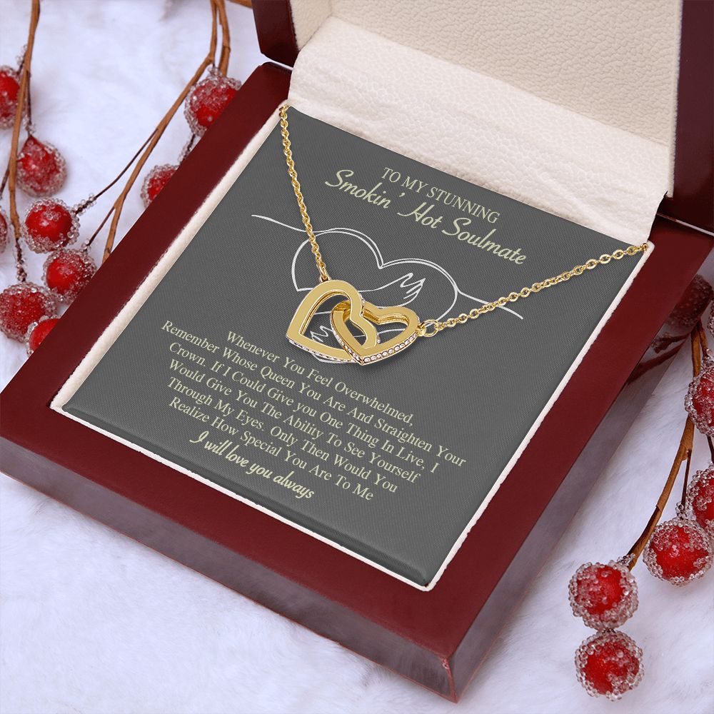 To My Smokin Hot Soulmate Necklace, Love Necklace for Girlfriend, Soulmate Jewelry, Soulmate Necklace, Future Wife Gift, Necklace for Wife from Husband Necklace Message Card and Gift Box Styles on Birthday, Christmas, Wedding, Anniversary Interlocking Hea