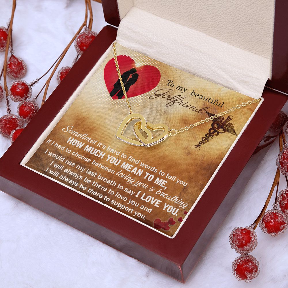 Couples Gifts, Nusre Wife Necklace Gifts From Husband, Wedding Anniversary Jewelry For Wife From Husband, Wife Birthday From Husband, To My Beautiful Girlfriend Message Card and Gift Box styles On Birthday, Christmas, Anniversary  Interlocking Heart