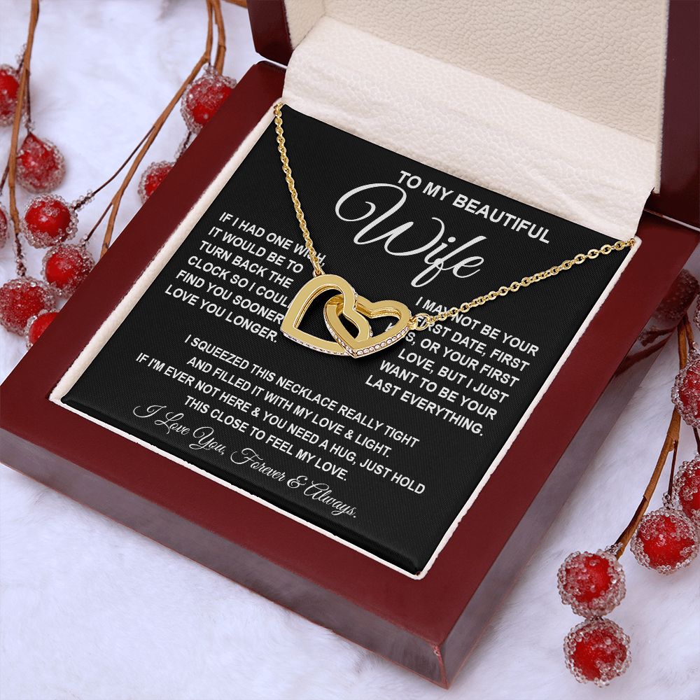 To My Beautiful Wife Necklace, Soulmate Jewelry For Women, Wife Necklace From Husband, Soulmate Gift For Her, To My Future Wife Necklace Message Card and Necklace Gift Box Gift Box Styles on Birthday, Wedding, Anniversary, Valentine Interlocking Heart