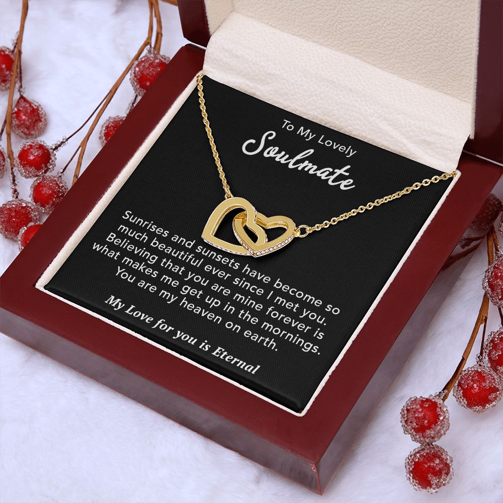 To My Lovely Soulmate Necklace Gift From Husband To My Badass Wife Pendant Valentine Jewelry with Message Card and Gift Box. Gift for Wife. Necklace Gift Set for Wife Necklace Gifts Box Gift Box Styles Interlocking Heart