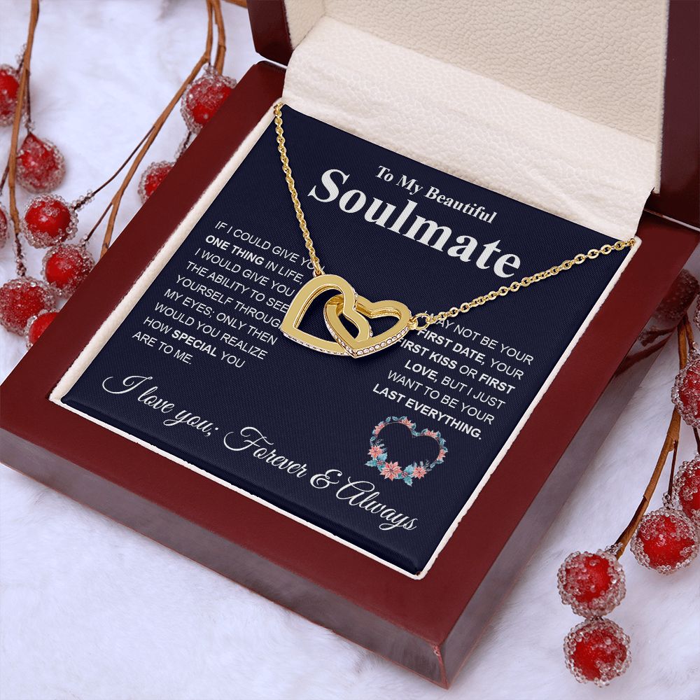 To My Future Wife Necklace My Last Everything, Promise Necklace For Her, Fiance Gifts For Her, Birthday Gifts For Future Wife With Message Card Box LED, Soulmate Necklace For Women, To My Wife Necklace Interlocking Heart