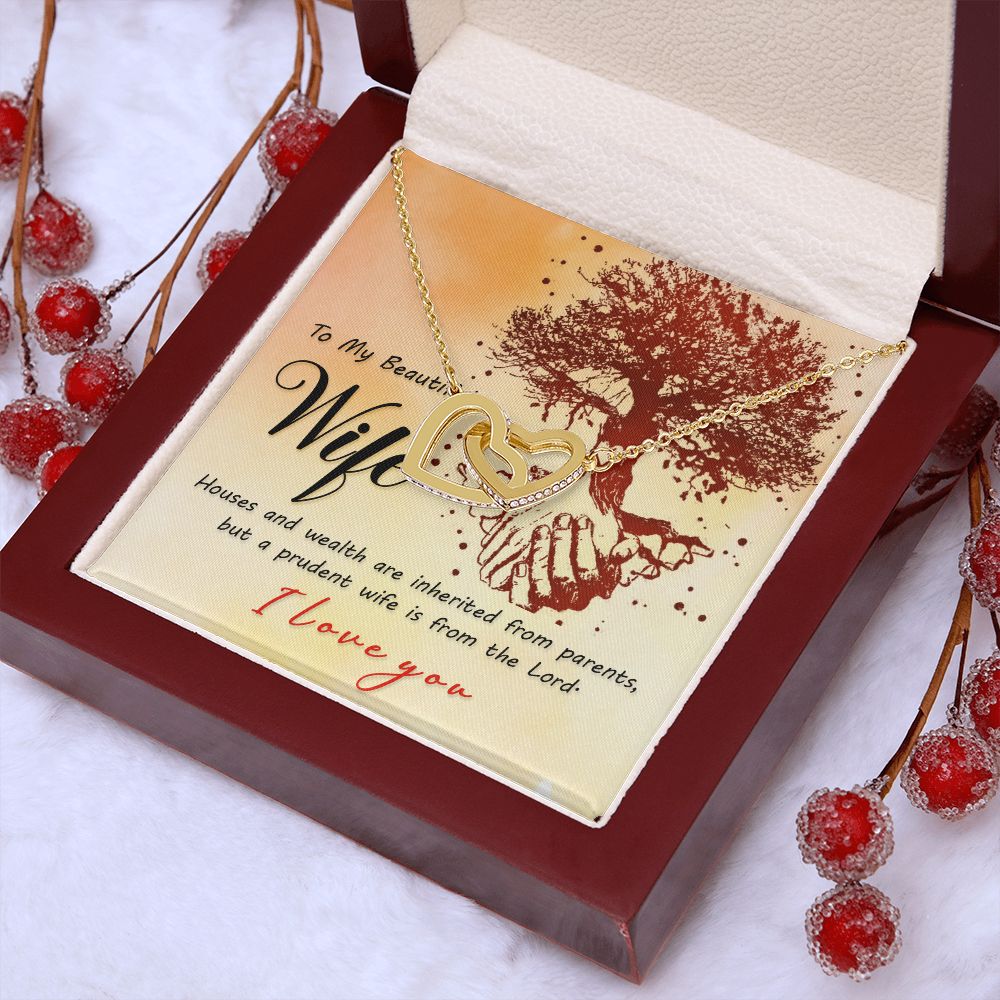 Couples Gifts, Beautiful Wife Necklace Gifts From Husband, Wedding Anniversary Jewelry For Wife From Husband, Wife Birthday From Husband, To My Soulmate Message Card and Gift Box styles On Birthday, Christmas, Anniversary  Interlocking Heart