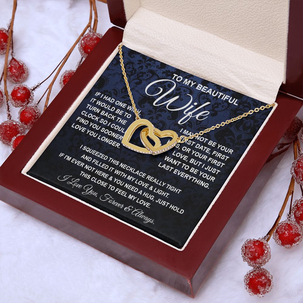 To My Beautiful Wife Necklace, Soulmate Jewelry For Women, Wife Necklace From Husband, Soulmate Gift For Her, To My Future Soulmate Necklace Message Card and Necklace Gift Box Gift Box Styles on Birthday, Wedding, Anniversary, Valentine Interlocking Heart