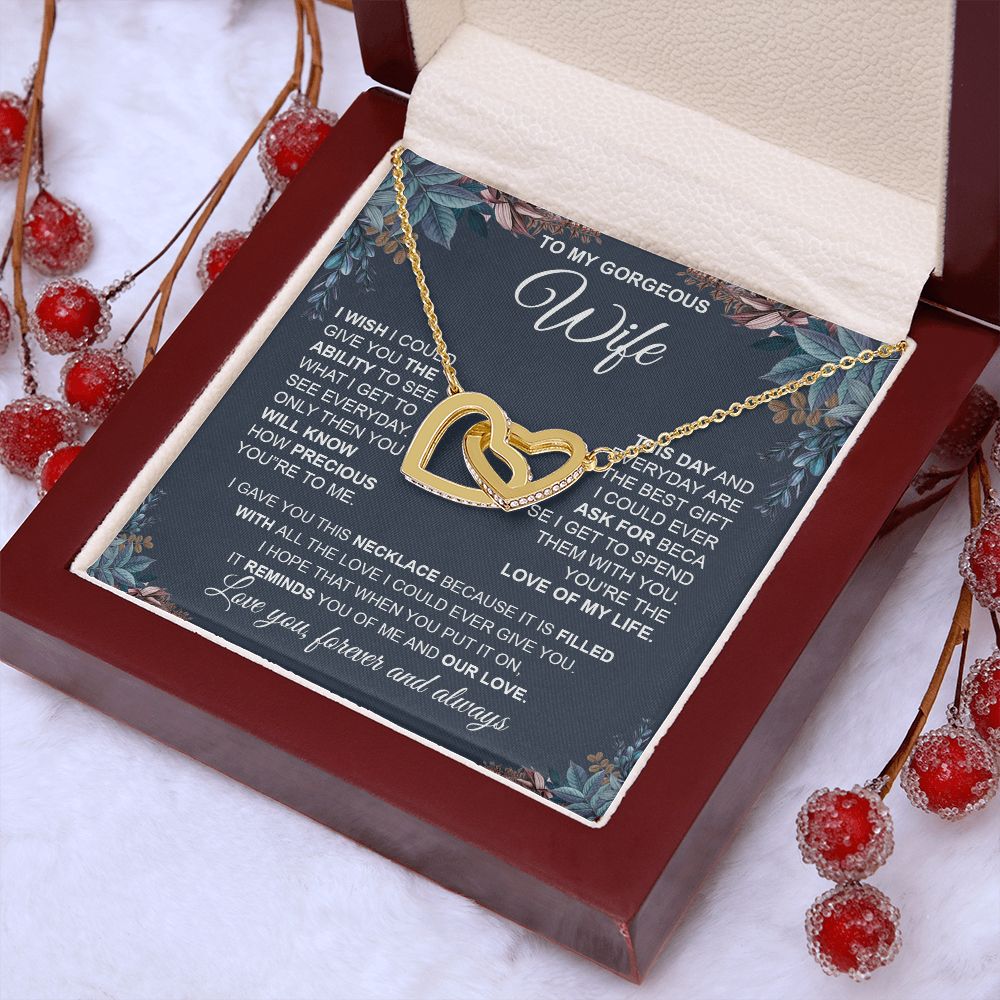 to My Wife Necklace from Husband, Necklaces for Wife from Husband, to My Soulmate Necklace for Women, Soulmate Jewelry for Wife Anniversary Jewelry Gifts for Wife Valentine Gifts from Husband Interlocking Heart