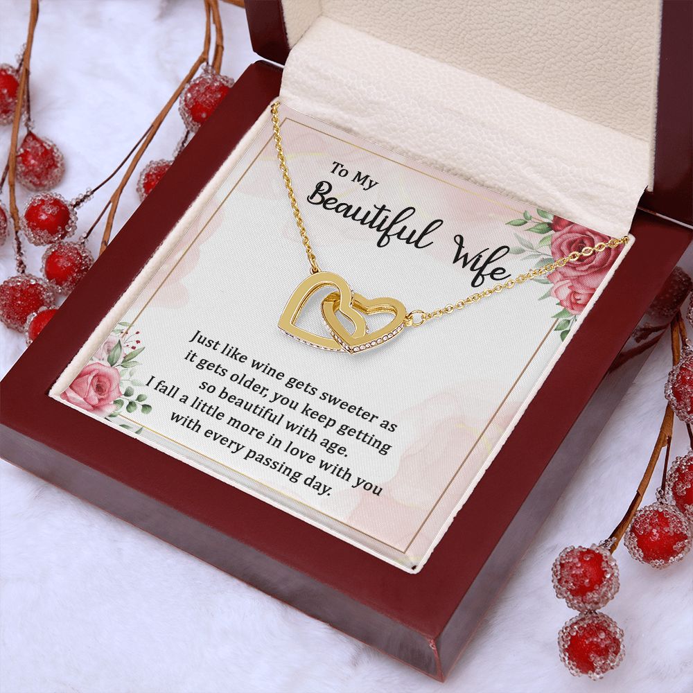 To My Wife Necklace Romantic Gifts For Her Unique Necklaces For Wife From Husband Cute Valentines Day Anniversary Birthday For Wife, Meaningful Necklace Message Card and Gift Box Styles on Birthday, Christmas, Anniversary Interlocking Heart