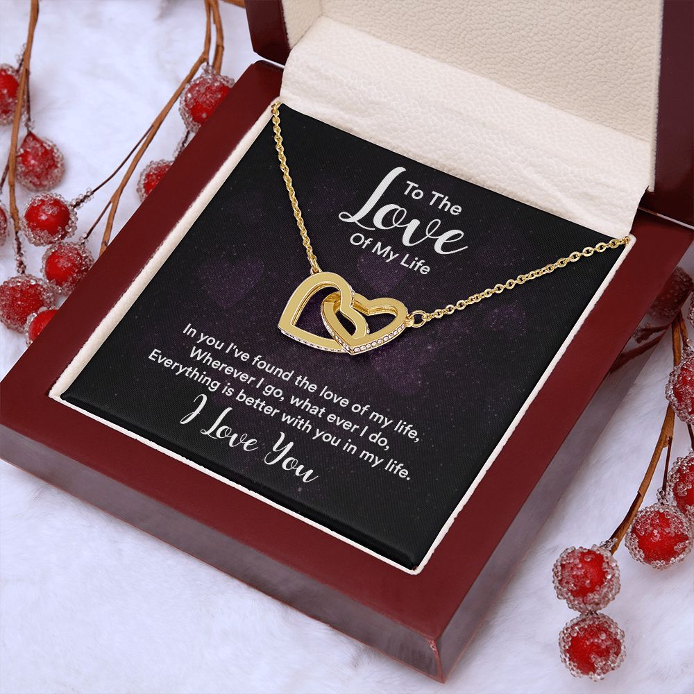 Couples Gifts, To the Love of My Life Necklace Love Knot Special Gift, Wedding Anniversary Jewelry For Wife From Husband, Wife Birthday From Husband, To My Soulmate Message Card and Gift Box styles On Birthday, Christmas, Anniversary  Interlocking Heart