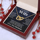 Wife Necklace Gift From Husband To My Badass Wife Valentines Day Anniversary Jewelry with Message Card and Gift Box. Gift for Wife. Necklace Gift Set for Wife Message Card and Necklace Gifts Box Gift Box Styles Interlocking Heart