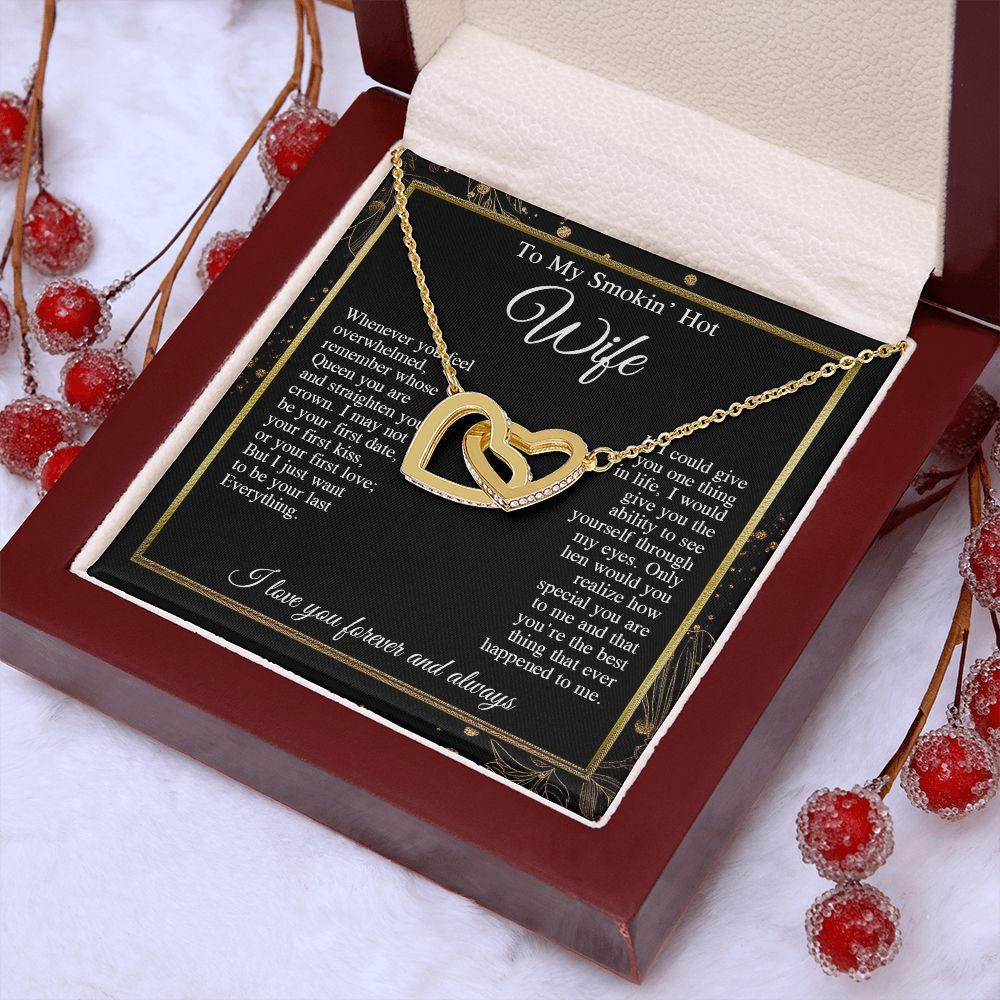 To My Beautiful Soulmate Necklace Gifts, Valentine Jewelry Gifts for Women, Anniversary Gifts For Wife From Husband To My Wife Necklace Message Card and Necklace Gift Box Gift Box Styles on Birthday, Wedding, Anniversary, Valentine Interlocking Heart