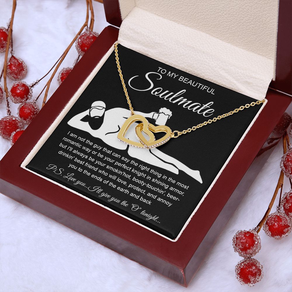 To My Beautiful Soulmate Necklace For Women, Funny Gifts For Girlfriend,Valentine Christmas Presents For Girlfriend, Best Birthday Meaningful Gift Ideas For Wife, Women Romantic Jewelry For Her Anniversary Message Card and Gift Box Styles Interlocking Hea