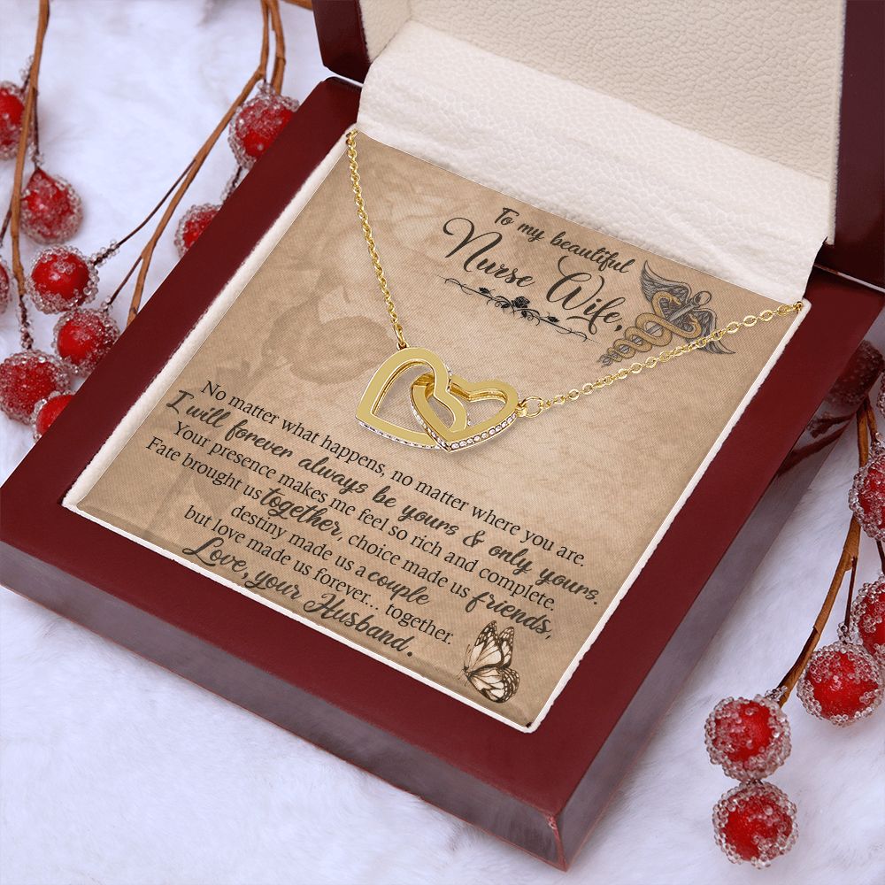 Couples Gifts, Nusre Wife Necklace Gifts From Husband, Wedding Anniversary Jewelry For Wife From Husband, Wife Birthday From Husband, To My Soulmate Message Card and Gift Box styles On Birthday, Christmas, Anniversary  Interlocking Heart