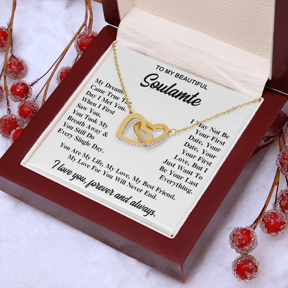 To My Soulmate Necklace Gift for Her, Soulmate Necklace, Necklaces for Wife from Husband, Valentine To My Wife Necklace, Soulmate Gifts, Necklace Message Card and Gift Box Styles on Birthday, Wedding, Anniversary, Valentine Interlocking Heart