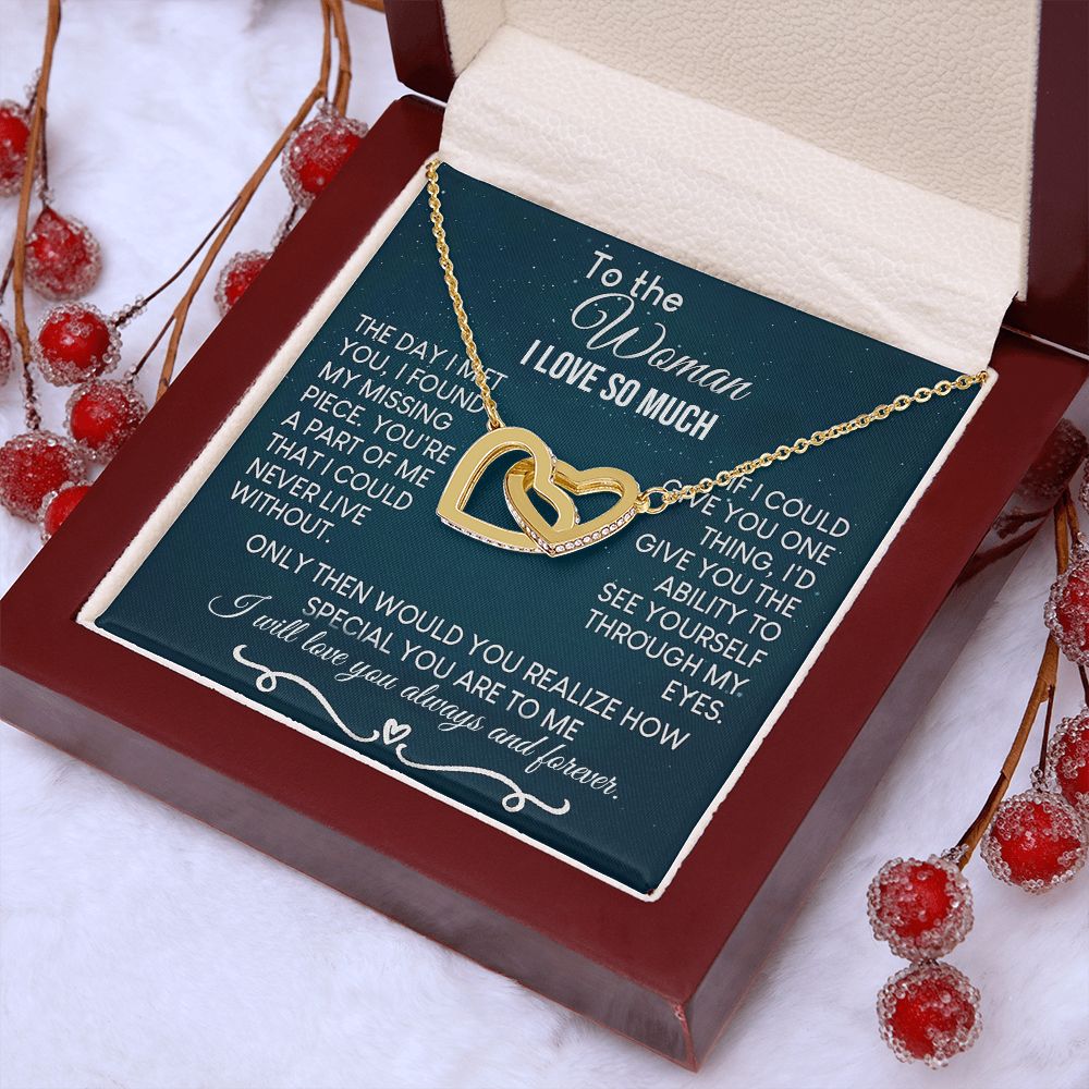To The Woman Necklace Future Wife Gifts, Promise Necklace For Her, Fiance Gifts For Her, Valentine Birthday Gifts For Future Wife With Message Card Box LED, Soulmate Necklace For Women, To My Wife Necklace Interlocking Heart