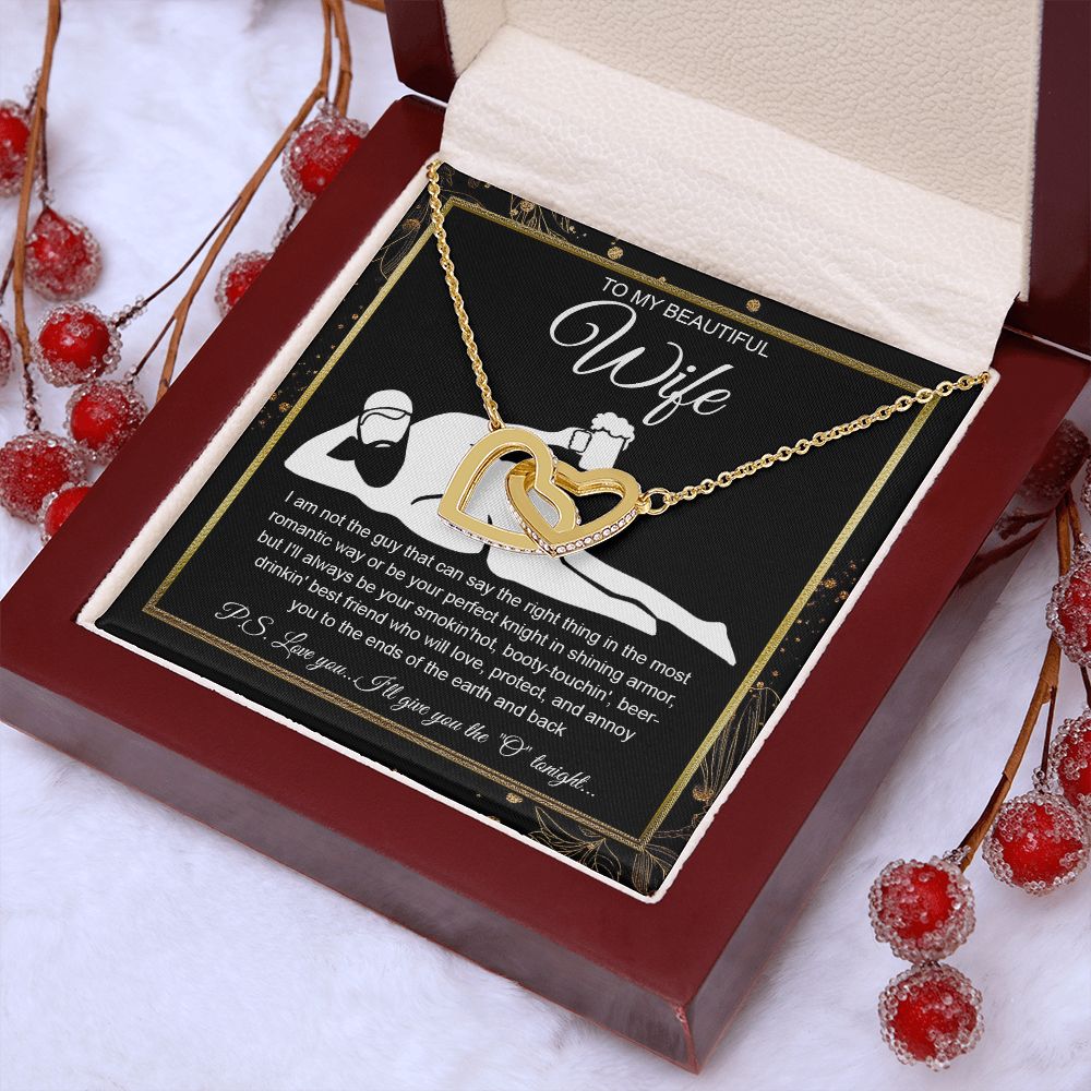 To My Beautiful Wife Necklace For Women, Funny Gifts For Girlfriend,Valentine Christmas Presents For Girlfriend, Best Birthday Meaningful Gift Ideas For Wife, Women Romantic Jewelry For Her Wedding Message Card and Gift Box Styles  Interlocking Heart