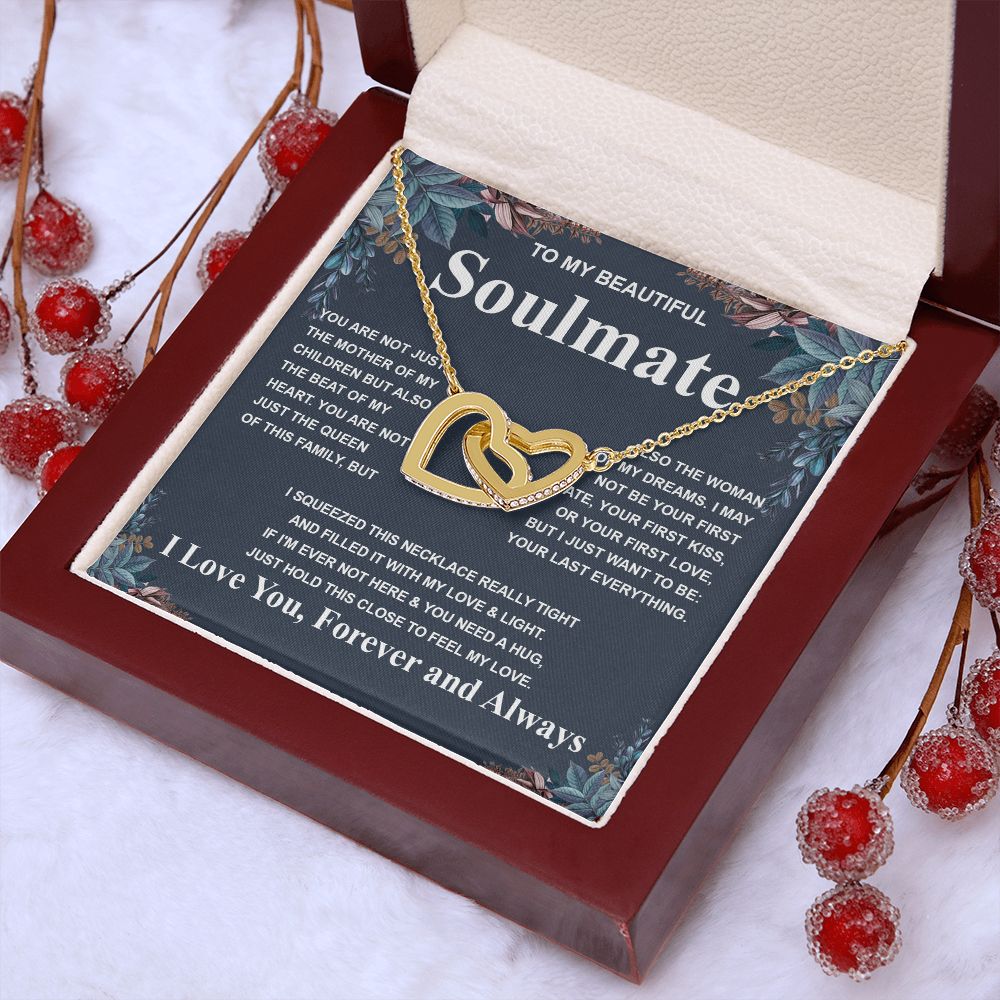 Gifts For Soulmate Birthday Gifts From Husband Necklace Valentines Days, Necklace for Future Soulmate, Birthday Wedding Jewelry for Wife Necklace Gifts from Husband - Soulmate Gift Necklace with Message Card and Gift Box Interlocking Heart