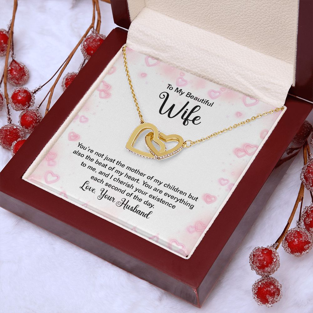 Couples Gifts Necklace To My Beautiful Wife Necklace Gifts For My Wife, Love Knot Meaningful Necklace Message Card and Gift Box Styles on Birthday, Christmas, Anniversary Interlocking Heart