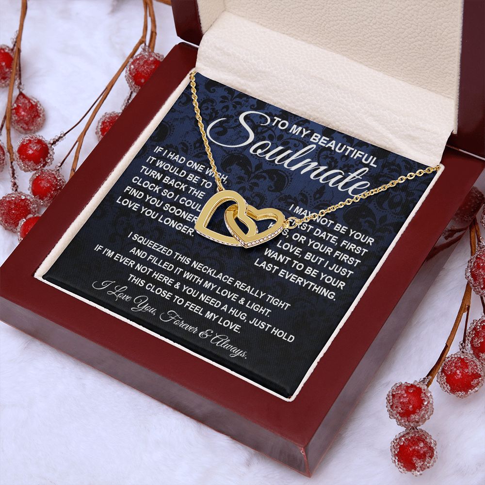 To My Beautiful Soulmate Necklace, Soulmate Jewelry For Women, Wife Necklace From Husband, Soulmate Gift For Her, To My Future Soulmate Necklace Message Card and Necklace Gift Box Gift Box Styles on Birthday, Wedding, Anniversary, Valentine Interlocking H