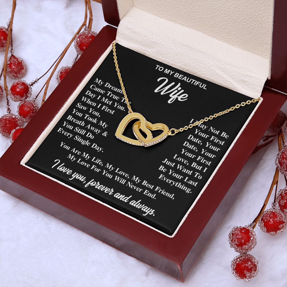 To My Wife Necklace Gift for Her, Soulmate Jewelry, Necklaces for Wife from Husband, Anniversary, To My Wife Necklace, Soulmate Gifts, Necklace Message Card and Gift Box Styles on Birthday, Wedding, Anniversary, Valentine Interlocking Heart