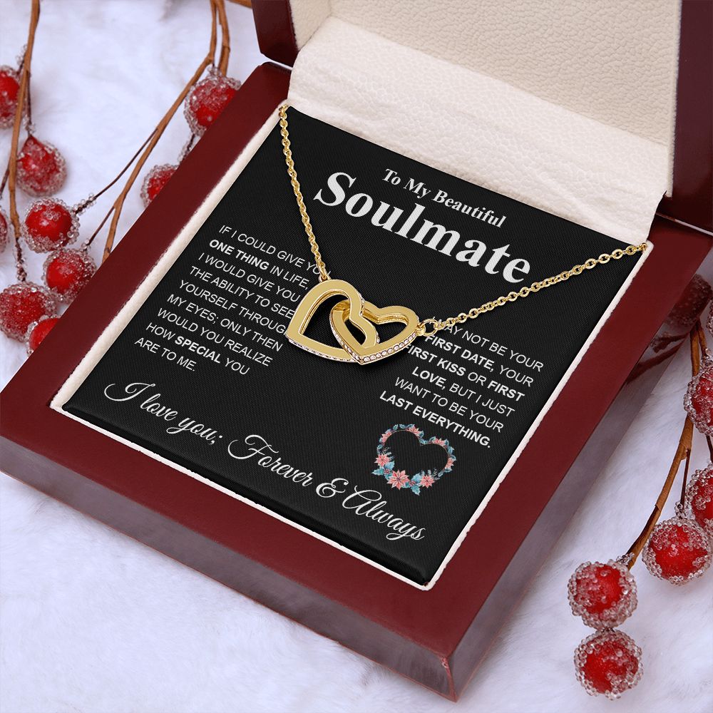 To My Future Wife Necklace My Last Everything, Promise Necklace For Her, Fiance Gifts For Her, Valentine Gifts For Future Wife With Message Card Box LED, Soulmate Necklace For Women, To My Wife Necklace Interlocking Heart