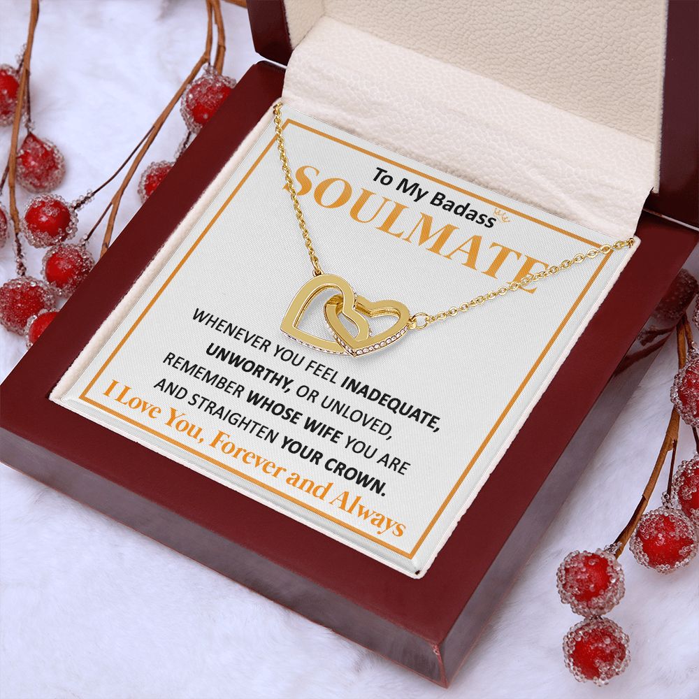 Couples Gifts, To My Dear Wife Necklace Gifts From Husband, Wedding Anniversary Jewelry For Wife From Husband, Wife Birthday From Husband, Necklace Custom Name Message Card and Gift Box Styles on Birthday, Christmas, Wedding, Anniversary Interlocking Hear