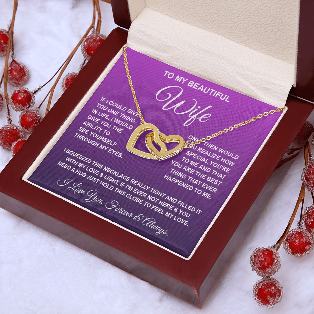 Soulmate Necklace Gifts From Husband, For Wife From Husband, Soulmate Gifts From Husband, Necklaces For Wife From Husband To My Wife Necklace Message Card and Necklace Gift Box Gift Box Styles on Birthday, Wedding, Anniversary, Valentine Interlocking Hear