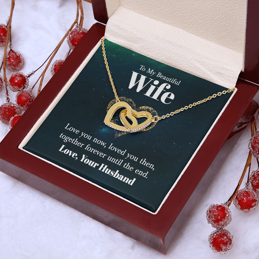 Wife Necklace Gifts From Husband, Wedding Anniversary For Wife From Husband, Wife Birthday From Husband, Necklaces For Wife From Husband, Love Knot Meaningful Necklace Message Card and Gift Box Styles on Birthday, Christmas, Anniversary  Interlocking Hear