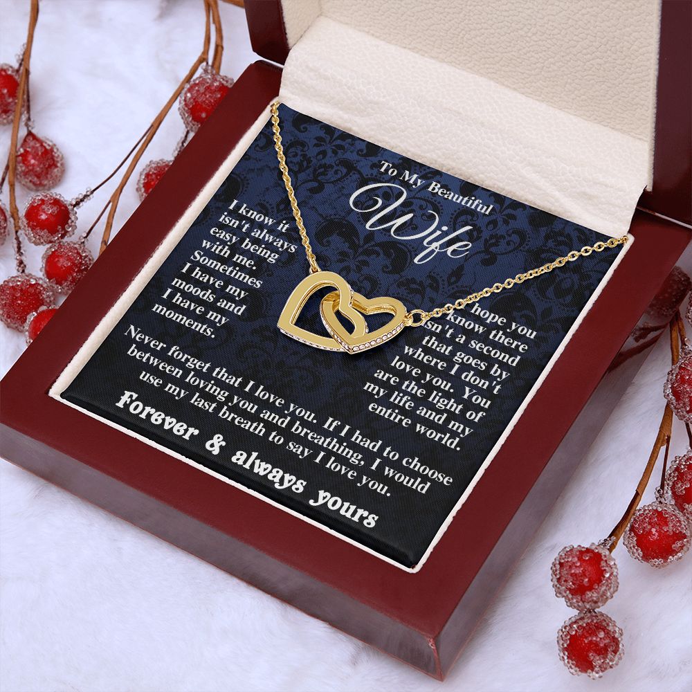 Gifts for Wife Necklace from Husband, Gifts for Wife from Husband, Wedding Gifts for Her Gifts Soulmate Message Card and Necklace Gift Box Gift Box Styles on Birthday, Wedding, Anniversary, Valentine Interlocking Heart