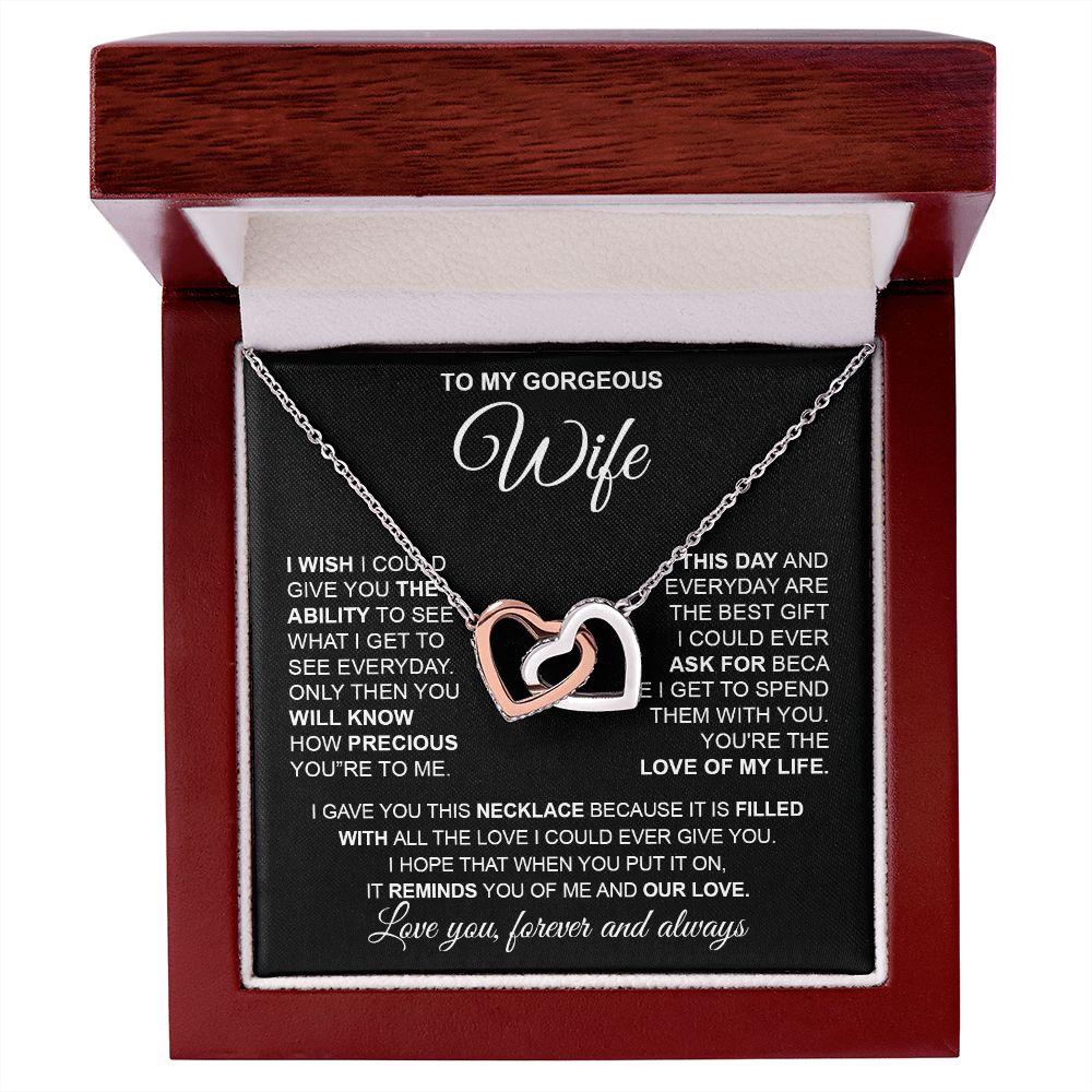 to My Wife Necklace from Husband, Necklaces for Wife from Husband, to My Soulmate Necklace for Women, Soulmate Jewelry for Wife Valentine Jewelry Gifts for Wife Birthday Gifts from Husband Interlocking Heart