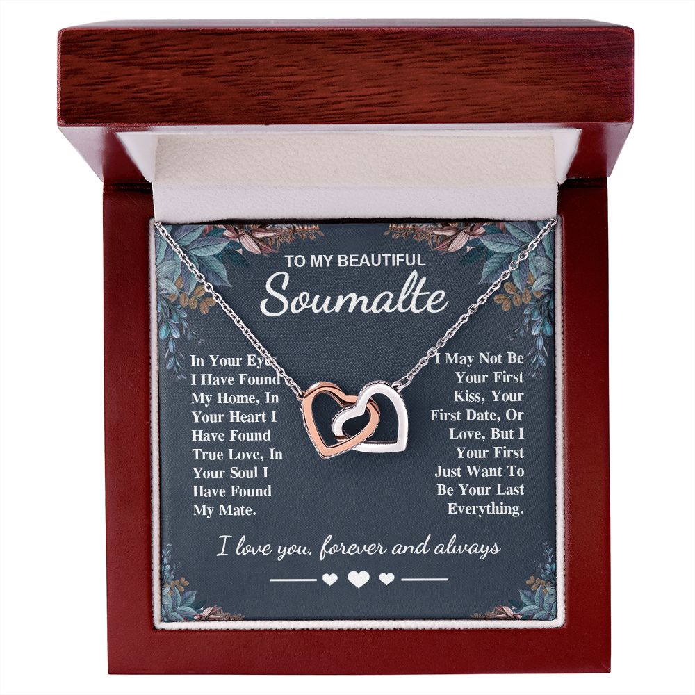To My Beautiful Soulmate Necklace Gift, Soulmate for Wife Valentine Gifts from Husband, Birthday for Women, Soulmate Gifts, Message Card and Necklace Gifts Box Gift Box Styles on Birthday, Wedding, Anniversary, Valentine Interlocking Heart
