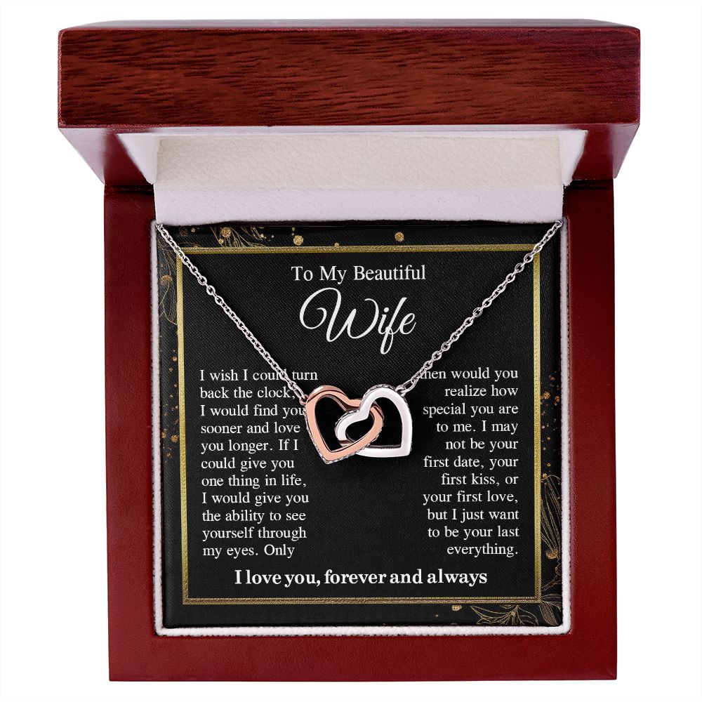 To My Beautiful Soulmate Necklace Gift For Her, Wife Gifts From Husband, Anniversary Gifts For Wife From Husband To My Wife Necklace Message Card and Necklace Gift Box Gift Box Styles on Birthday, Wedding, Anniversary, Valentine Interlocking Heart