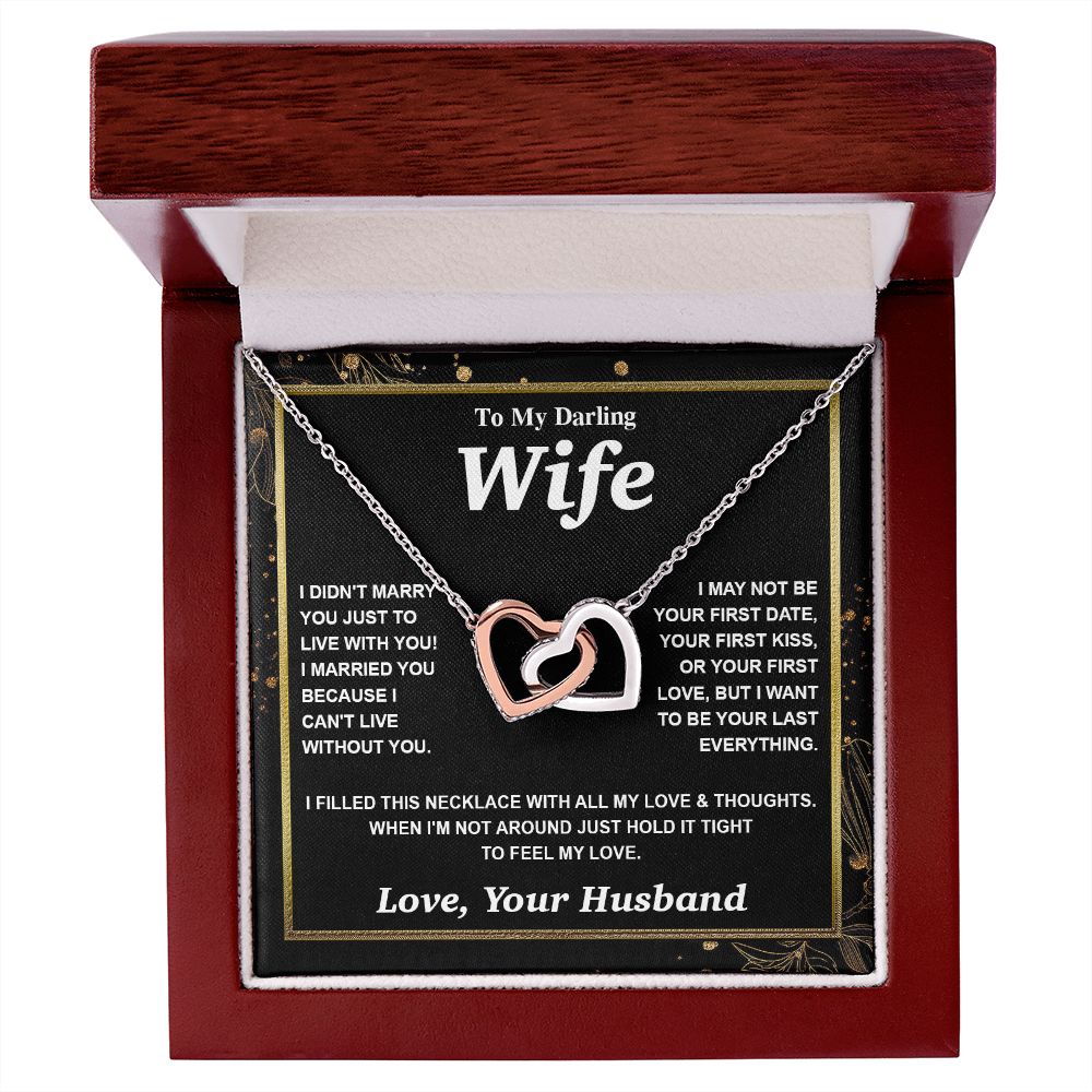 Valentine Gifts for Wife Necklace from Husband, Gifts for Wife from Husband, Wedding Gifts for Her Gifts Soulmate Message Card and Necklace Gift Box Gift Box Styles on Birthday, Wedding, Anniversary, Valentine Interlocking Heart