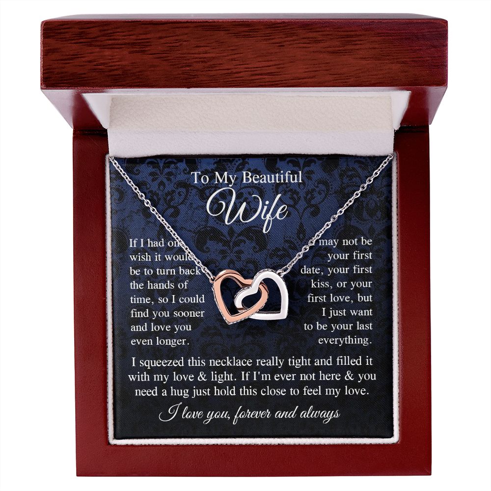 Wife Necklace Gift for Her, Soulmate Jewelry, Necklace for Future Soulmate, Valentine Anniversary Jewelry for Wife Necklace Gift from Husband - Soulmate Gift Necklace with Message Card and Gift Box Interlocking Heart