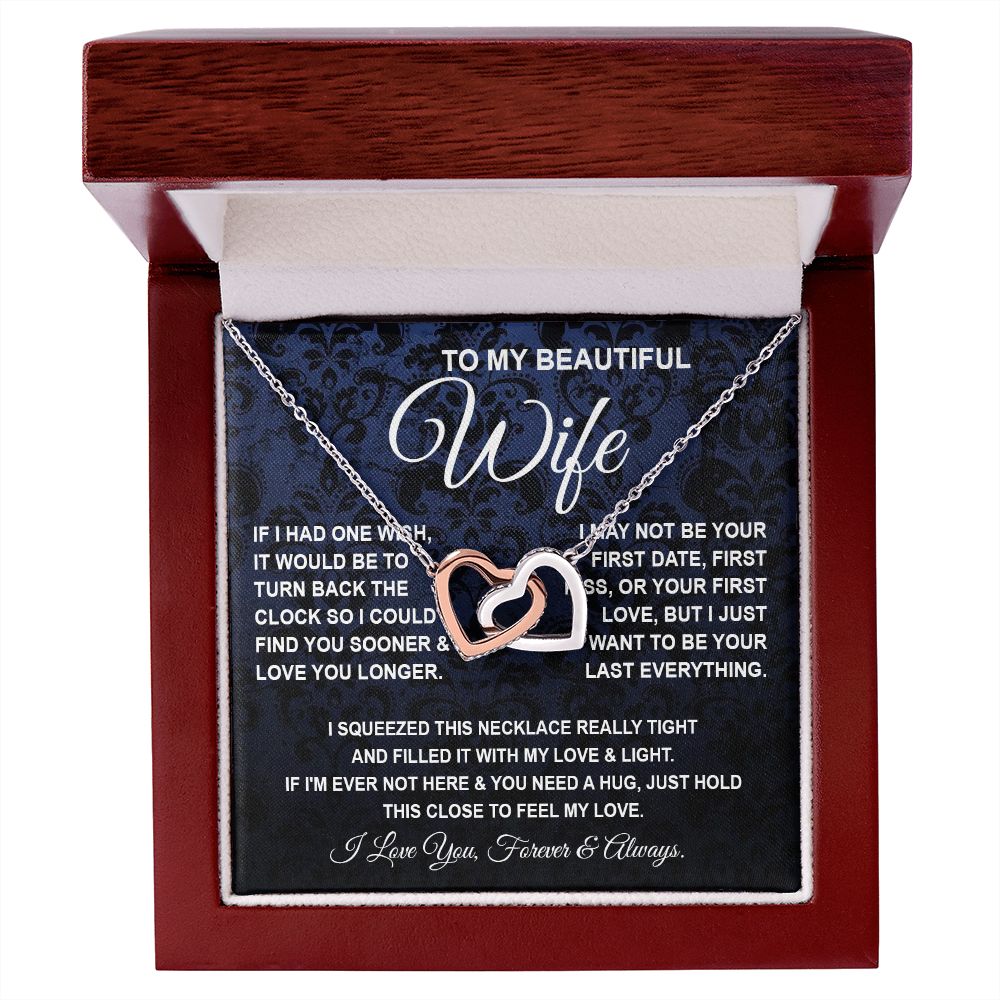 To My Beautiful Wife Necklace, Soulmate Jewelry For Women, Wife Necklace From Husband, Soulmate Gift For Her, To My Future Soulmate Necklace Message Card and Necklace Gift Box Gift Box Styles on Birthday, Wedding, Anniversary, Valentine Interlocking Heart