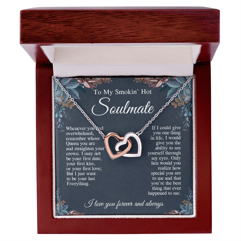 To My Smokin' Hot Soulmate Necklace, Valentine Anniversary Jewelry Gifts for Women, Anniversary Gifts For Wife From Husband To My Wife Necklace Message Card and Necklace Gift Box Gift Box Styles on Birthday, Wedding, Anniversary, Valentine Interlocking He